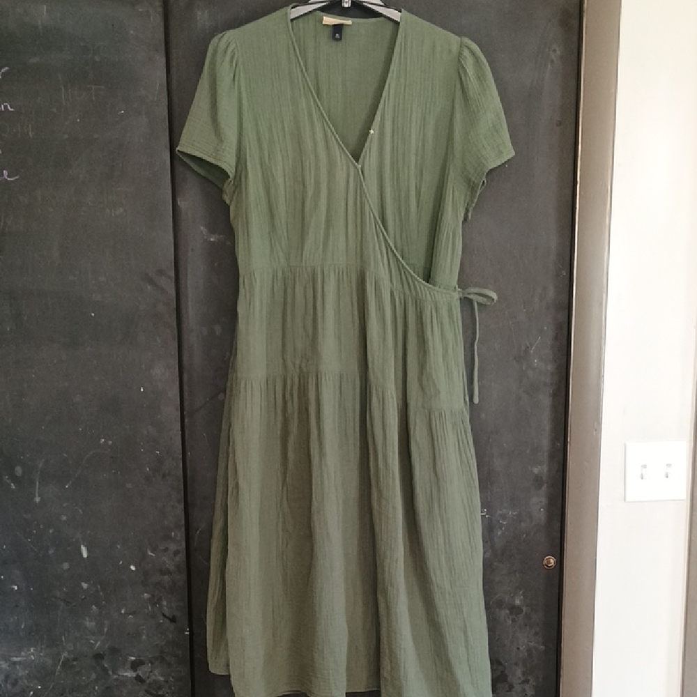 Universal Thread Cotton Green Wrap Dress